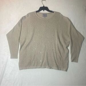 LIV Milano New W/Tags Knit Sweater Heather Oatmeal Color Size XL